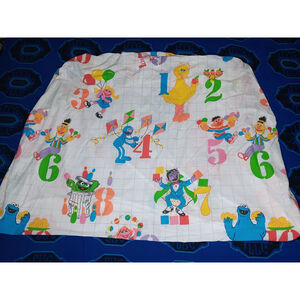 Vintage 80s Sesame Street Fitted Twin Sheet Jim Henson Muppets Inc *Sheet Only"